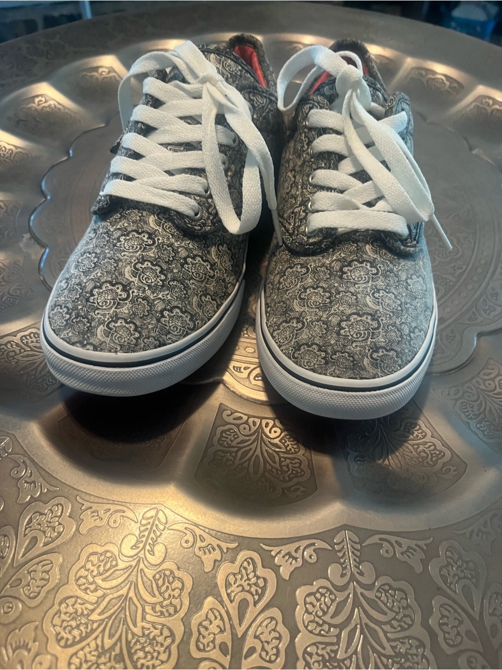 Vans Black & White Paisley Lace-Up Sneakers